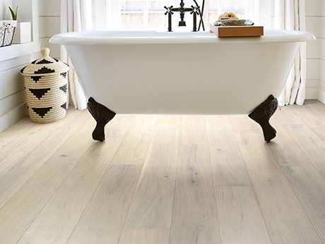 bathroom with hardwood floor from Flooring Source in the Auburn, MA area